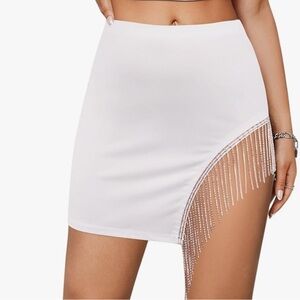 Elegant White Fringe Skirt